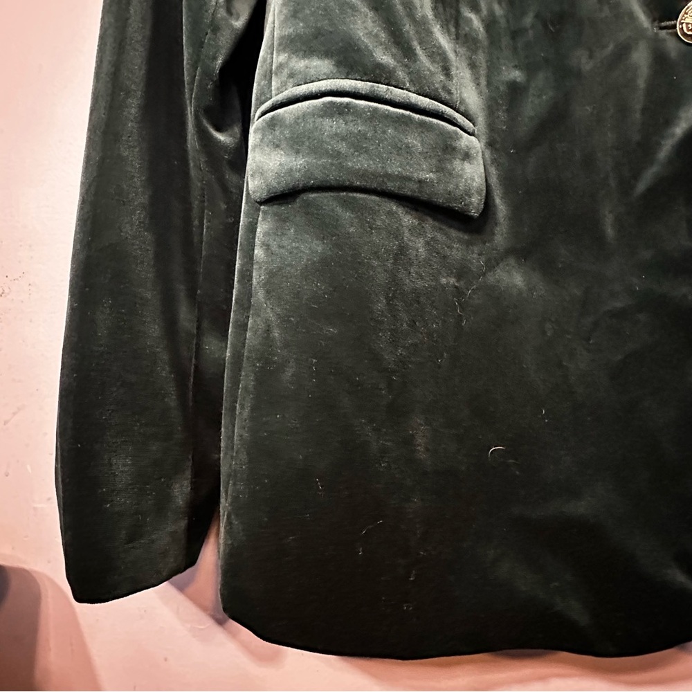 ADRIENNE VITTADINI Forest Green Velvet Blazer with Gold Buttons - Picture 7 of 12